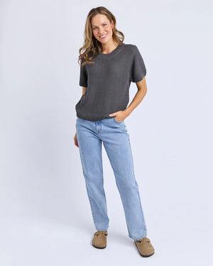 Blair Short Sleeve Knit - Charcoal