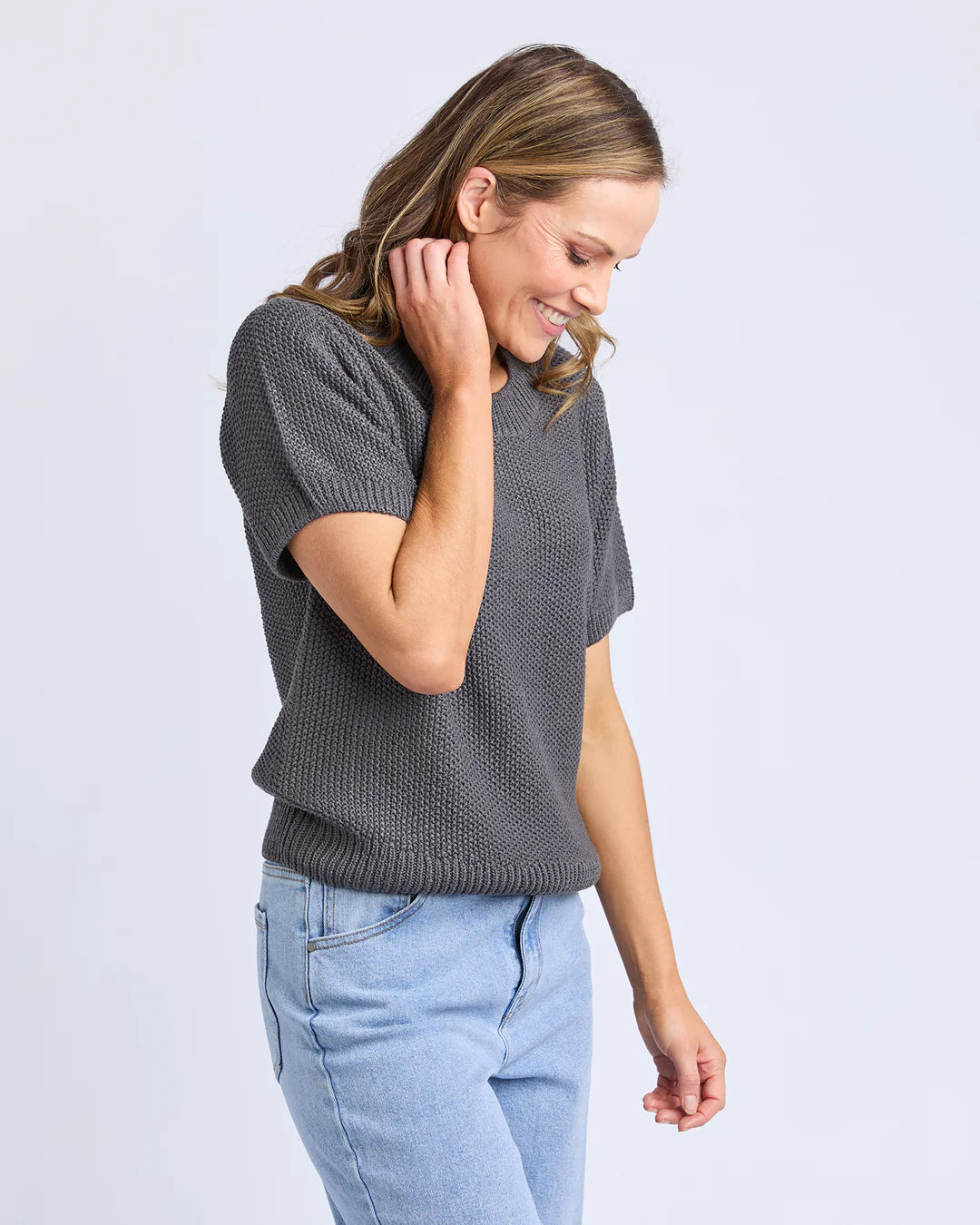 Blair Short Sleeve Knit - Charcoal