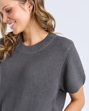 Blair Short Sleeve Knit - Charcoal