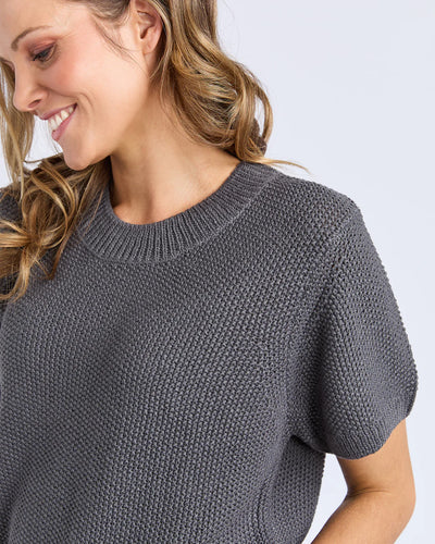 Blair Short Sleeve Knit - Charcoal