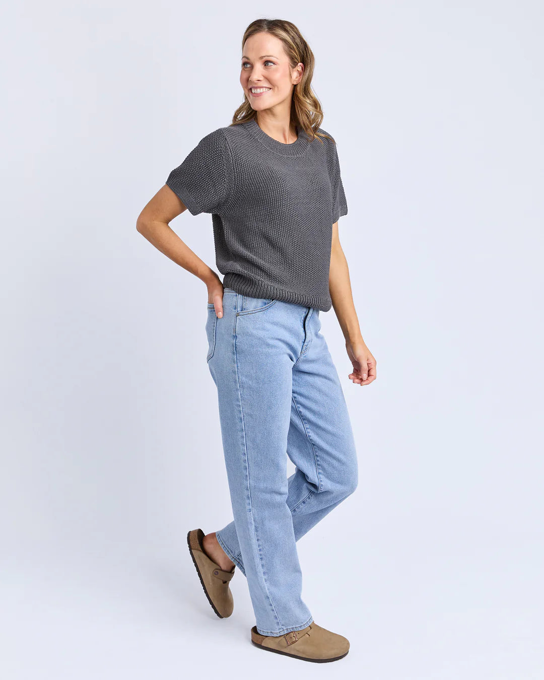 Blair Short Sleeve Knit - Charcoal