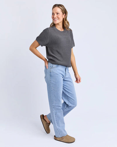 Blair Short Sleeve Knit - Charcoal