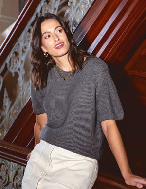 Blair Short Sleeve Knit - Charcoal
