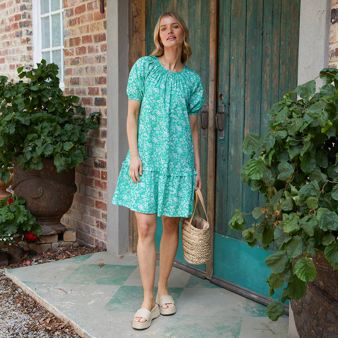 Bloom Dress - Emerald Print