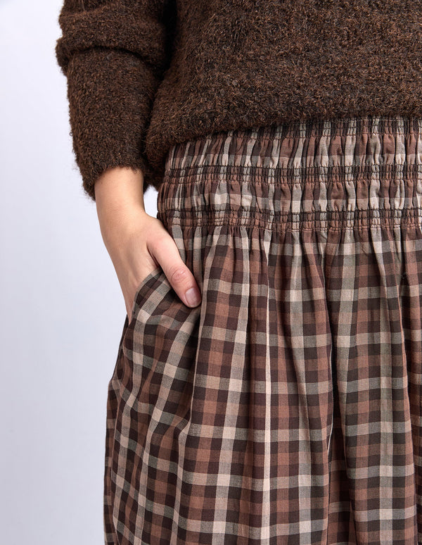 Coco Check Skirt - Coffee Check