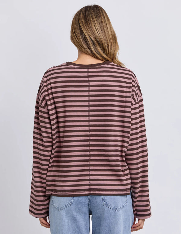 Lola Stripe Long Sleeve - Coffee & Dusty Rose