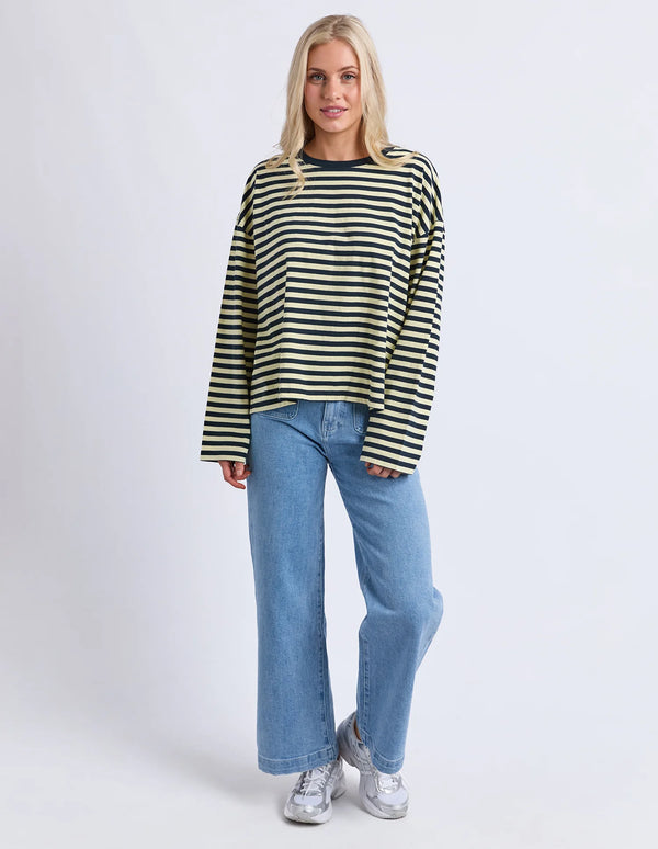 Lola Stripe Long Sleeve - Navy & Lemon