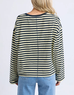 Lola Stripe Long Sleeve - Navy & Lemon