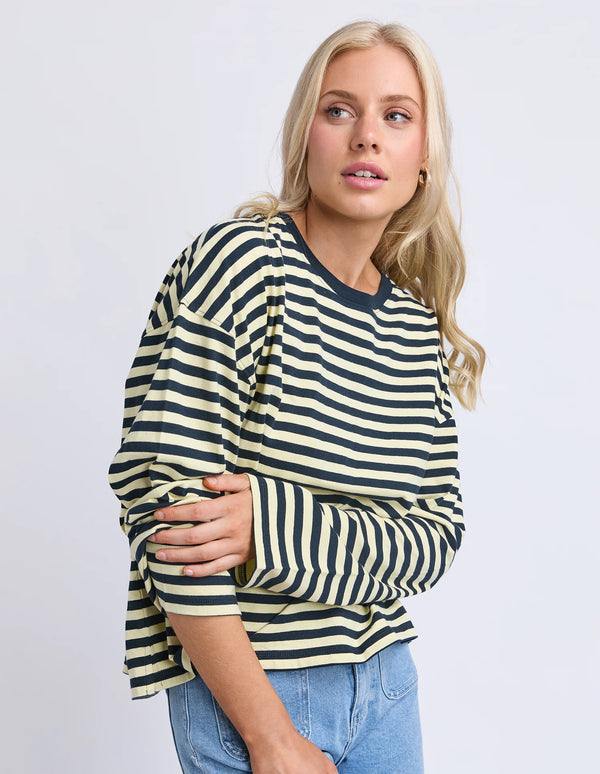Lola Stripe Long Sleeve - Navy & Lemon