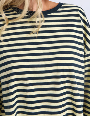 Lola Stripe Long Sleeve - Navy & Lemon