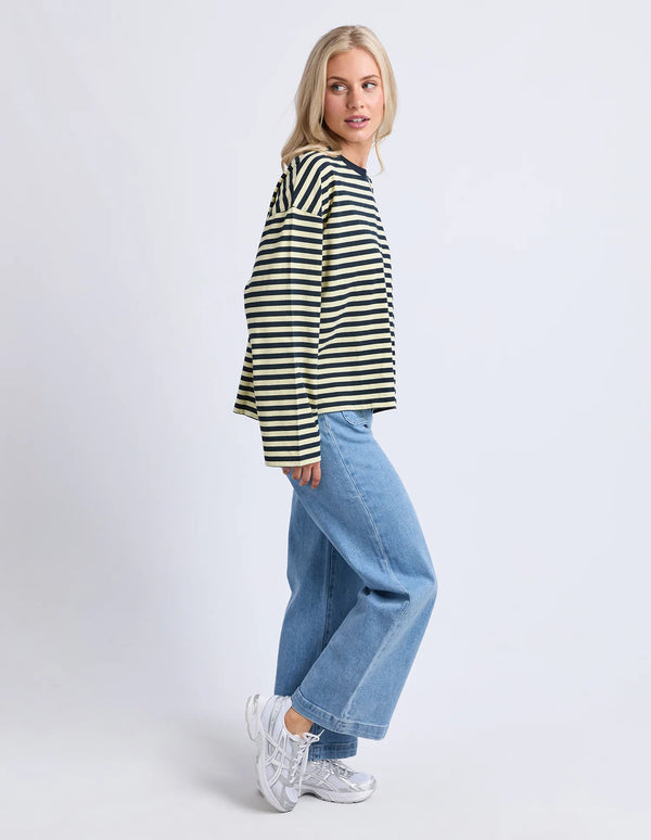 Lola Stripe Long Sleeve - Navy & Lemon