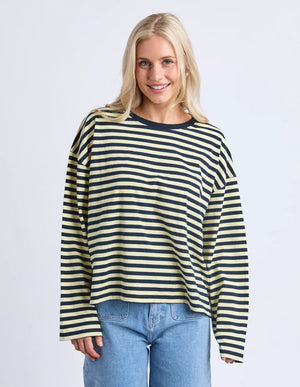 Lola Stripe Long Sleeve - Navy & Lemon