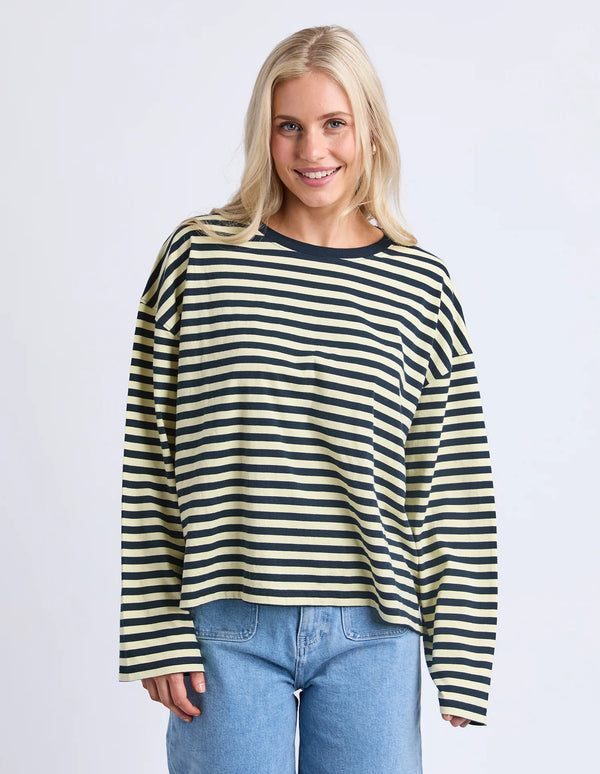 Lola Stripe Long Sleeve - Navy & Lemon