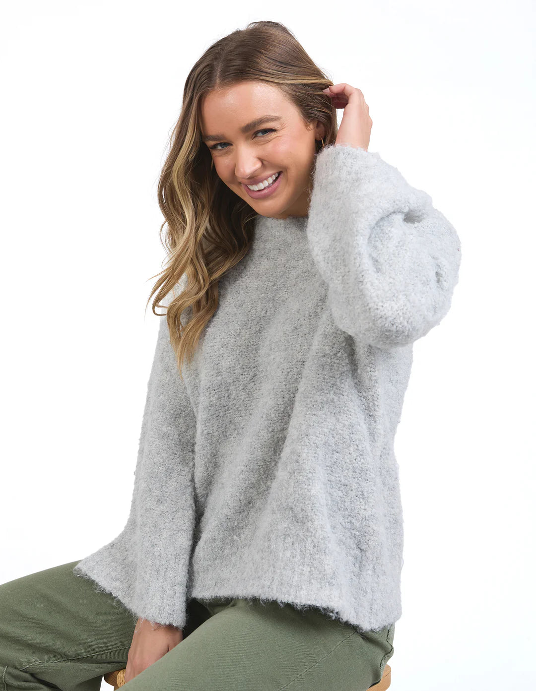 Mindie Knit Crew - Mid Grey
