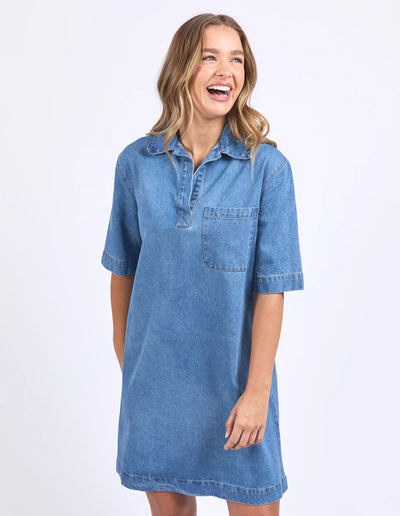 Monte Shirt Dress - Mid Blue