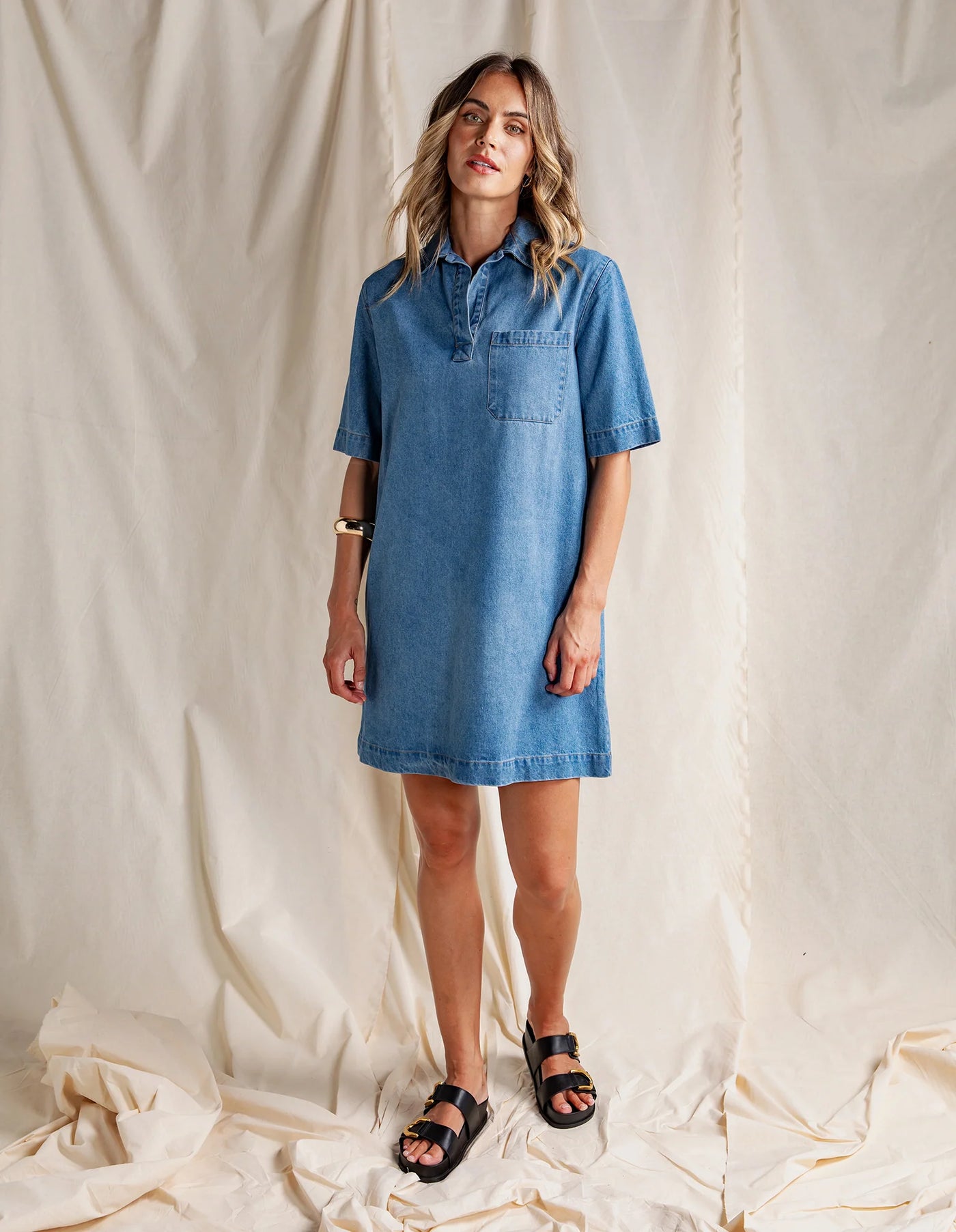 Monte Shirt Dress - Mid Blue