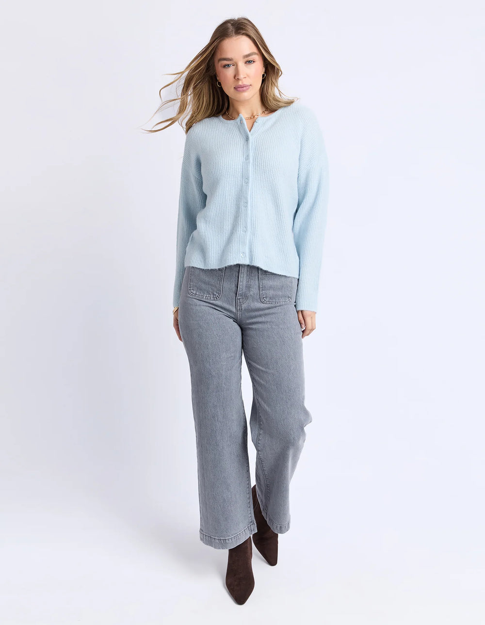 Murphy Knit Cardi - Ice Blue