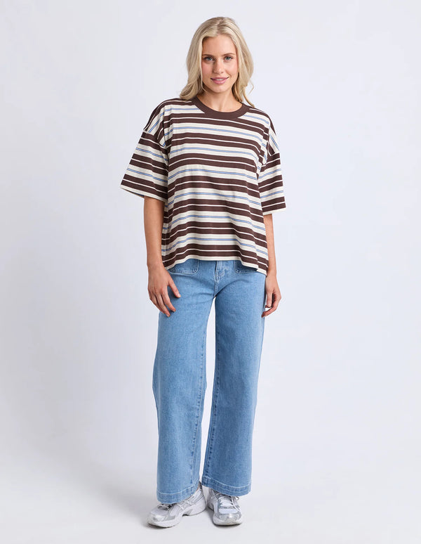 Nika Stripe Short Sleeve - Coffee Multi Sleeve