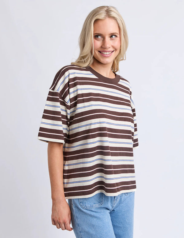 Nika Stripe Short Sleeve - Coffee Multi Sleeve