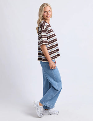 Nika Stripe Short Sleeve - Coffee Multi Sleeve