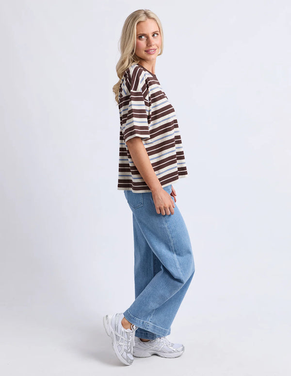 Nika Stripe Short Sleeve - Coffee Multi Sleeve