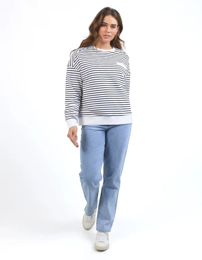 Original Stripe Crew - White/Black Stripe