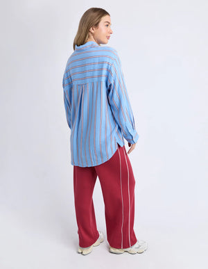 Sadie Shirt - Blue/Red & Pink Stripe