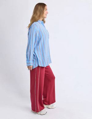 Sadie Shirt - Blue/Red & Pink Stripe