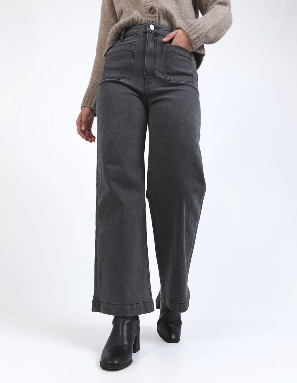 Sarah Wide Leg Jean - Washed Black