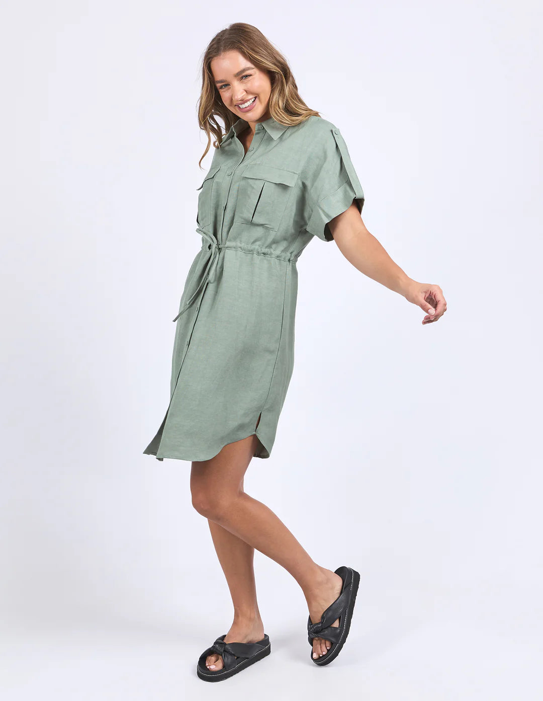 Willow Shirt Dress - Iceberg Green