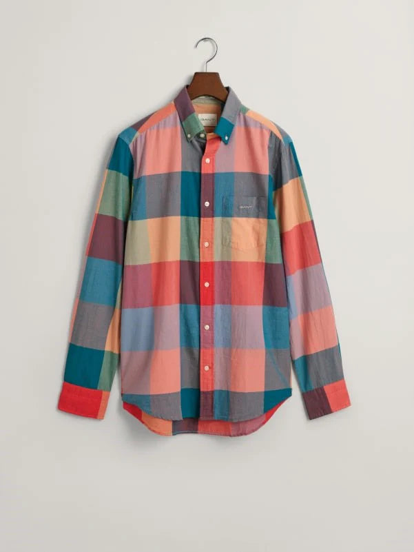 Regular Fit Indian Madras Shirt - Pumpkin Orange