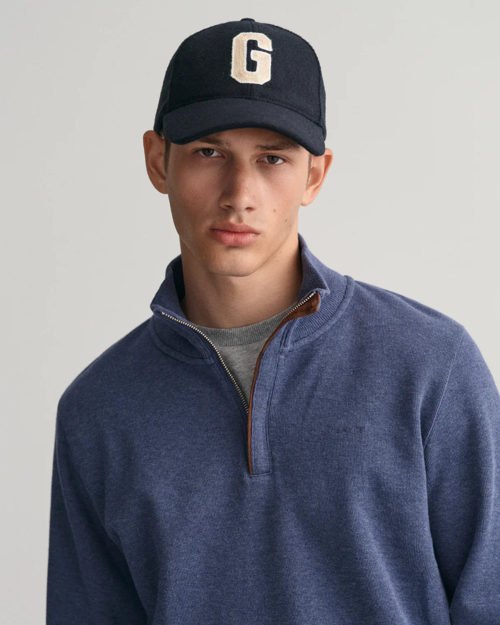 Sacker Rib Half Zip Sweatshirt - Dark Jeansblue Melange