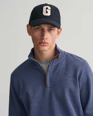 Sacker Rib Half Zip Sweatshirt - Dark Jeansblue Melange