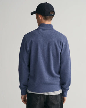 Sacker Rib Half Zip Sweatshirt - Dark Jeansblue Melange