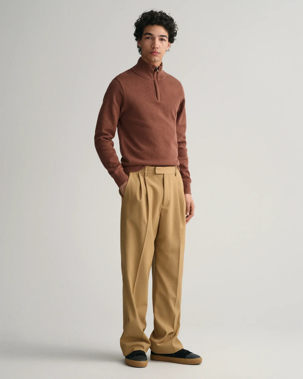 Sacker Rib Half Zip - Weathered Brown