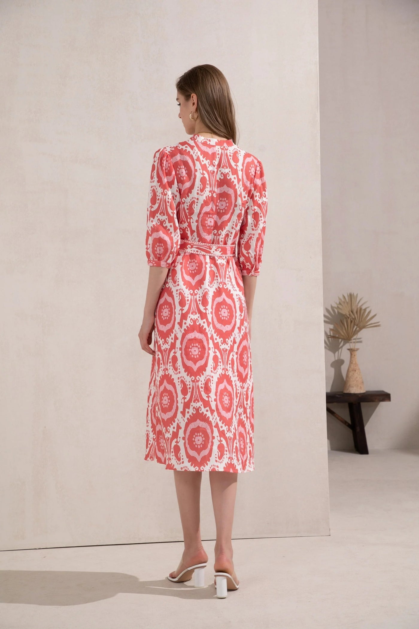 Abyss Long Sleeve Dress - Coral