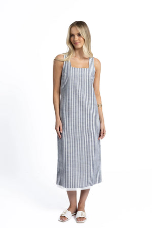 Blaire Stripe Dress - Midnight/White