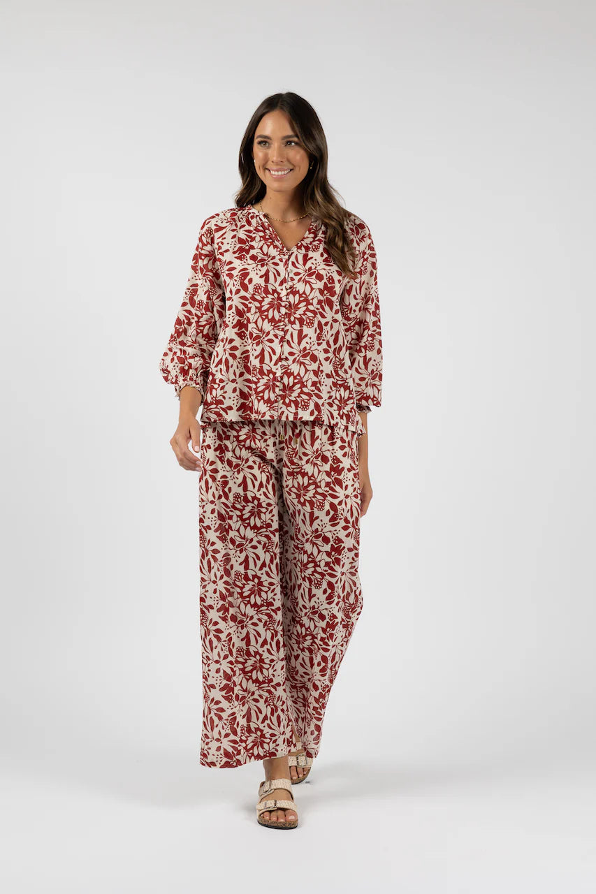 Eden Blouse - Brick Print
