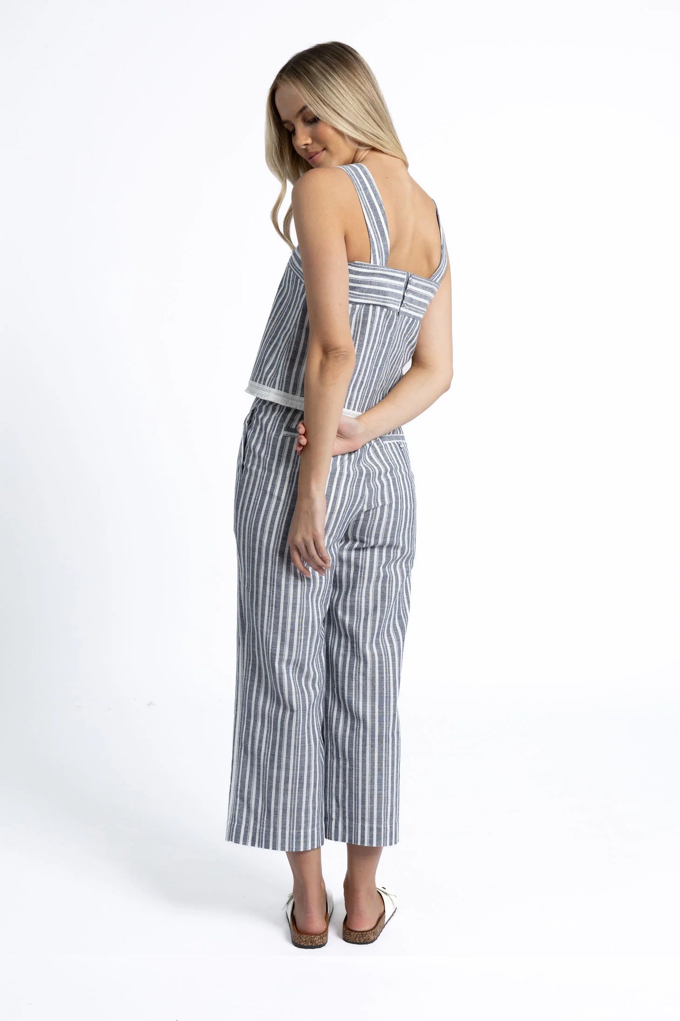 Eve Stripe Pant - Midnight/White