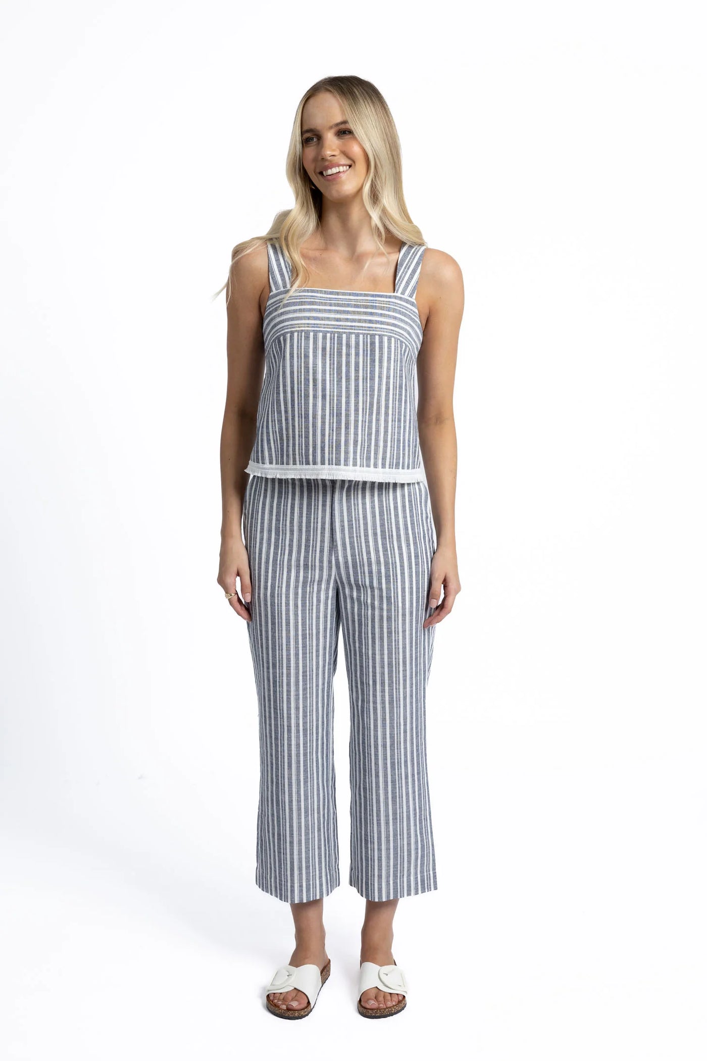 Eve Stripe Pant - Midnight/White