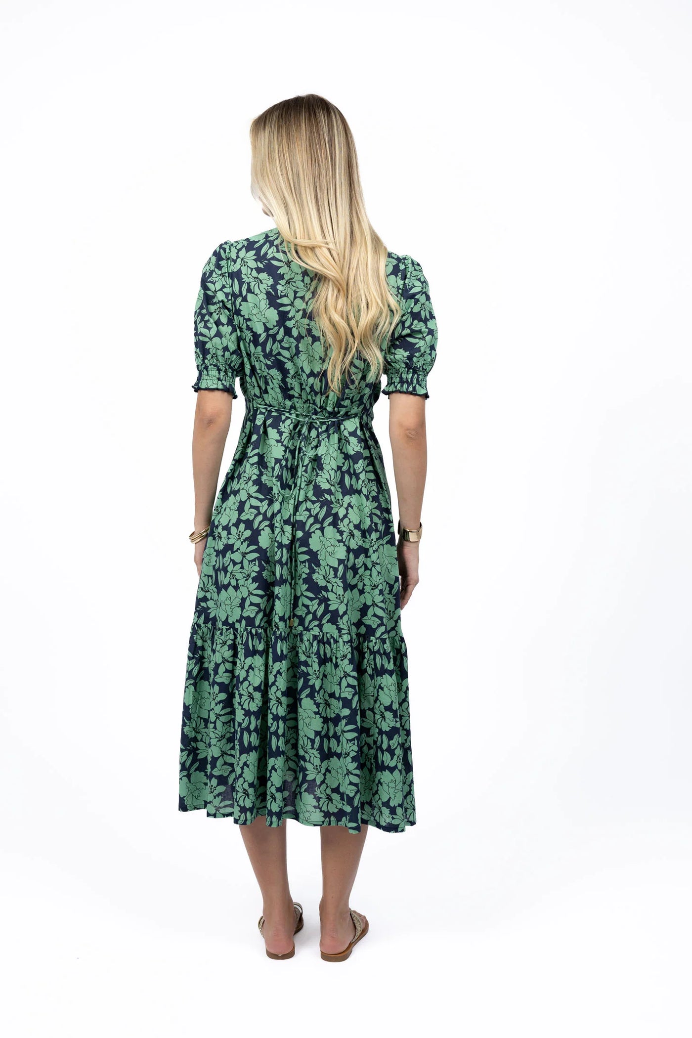 Fleur Midi Dress - Mint/Navy