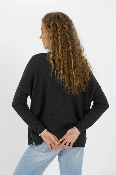Heidi Knit Top - Charcoal Soft Marle