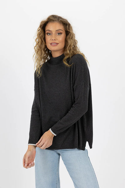Heidi Knit Top - Charcoal Soft Marle