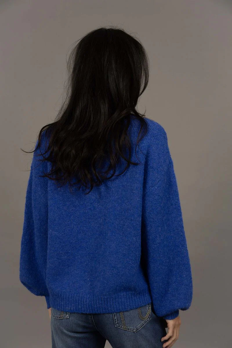 Nouveau V Neck Jumper - Royal Blue