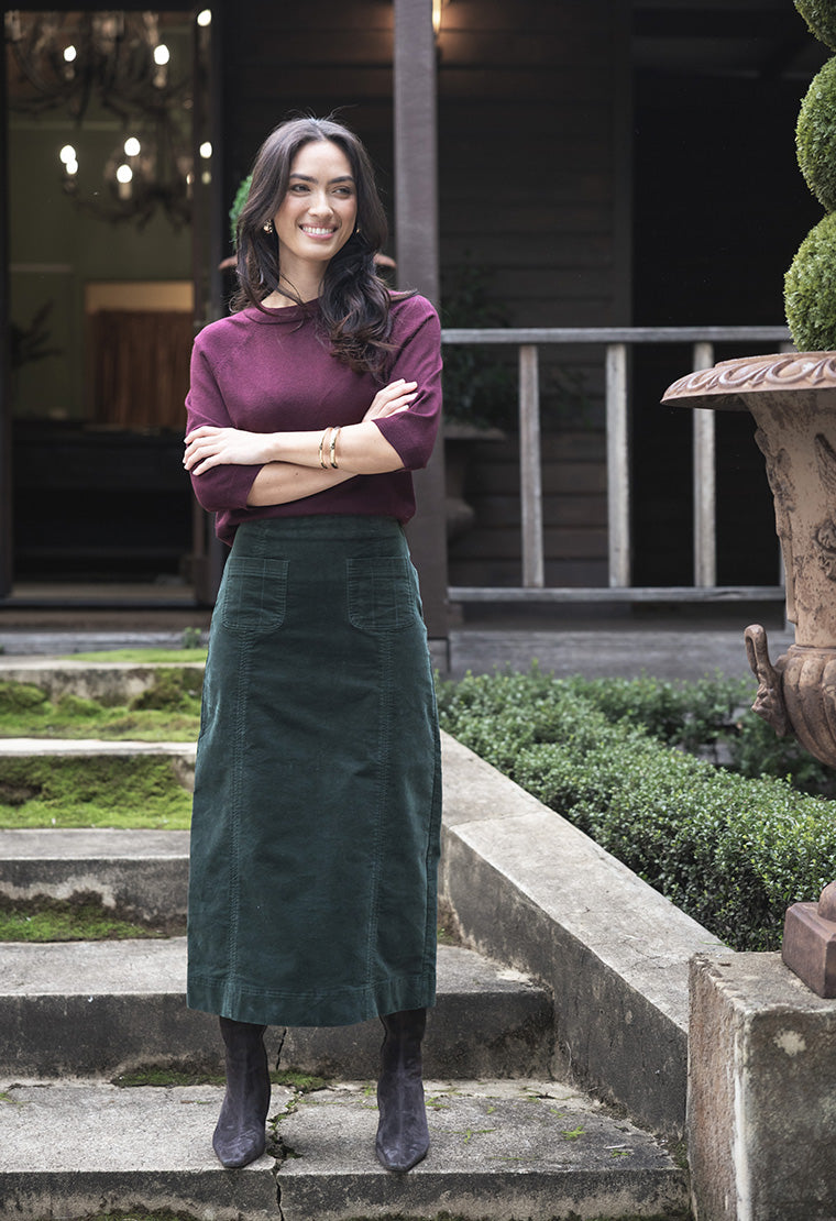 Va Va Velour Skirt - Pine