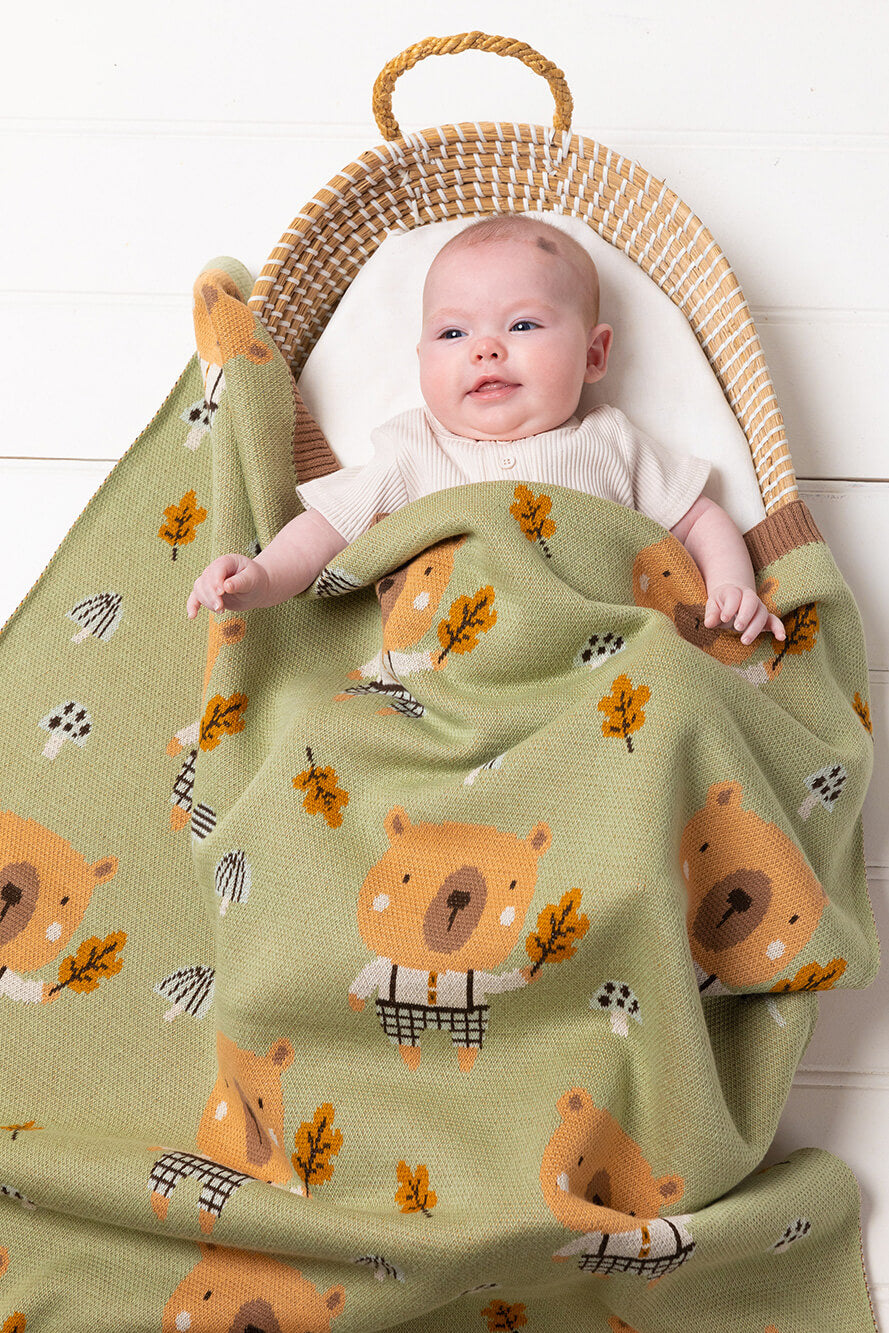Bruce Bear Baby Blanket