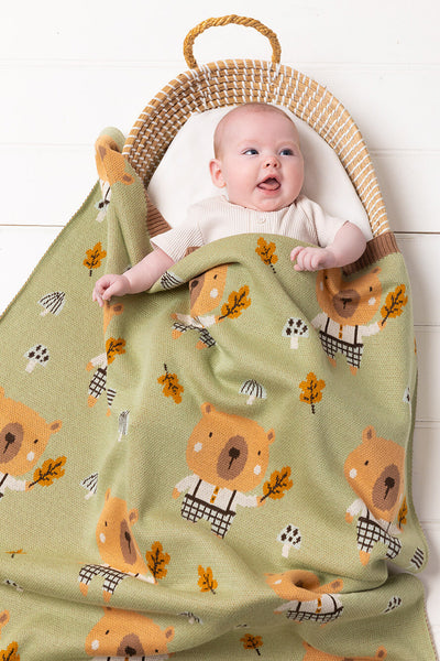 Bruce Bear Baby Blanket