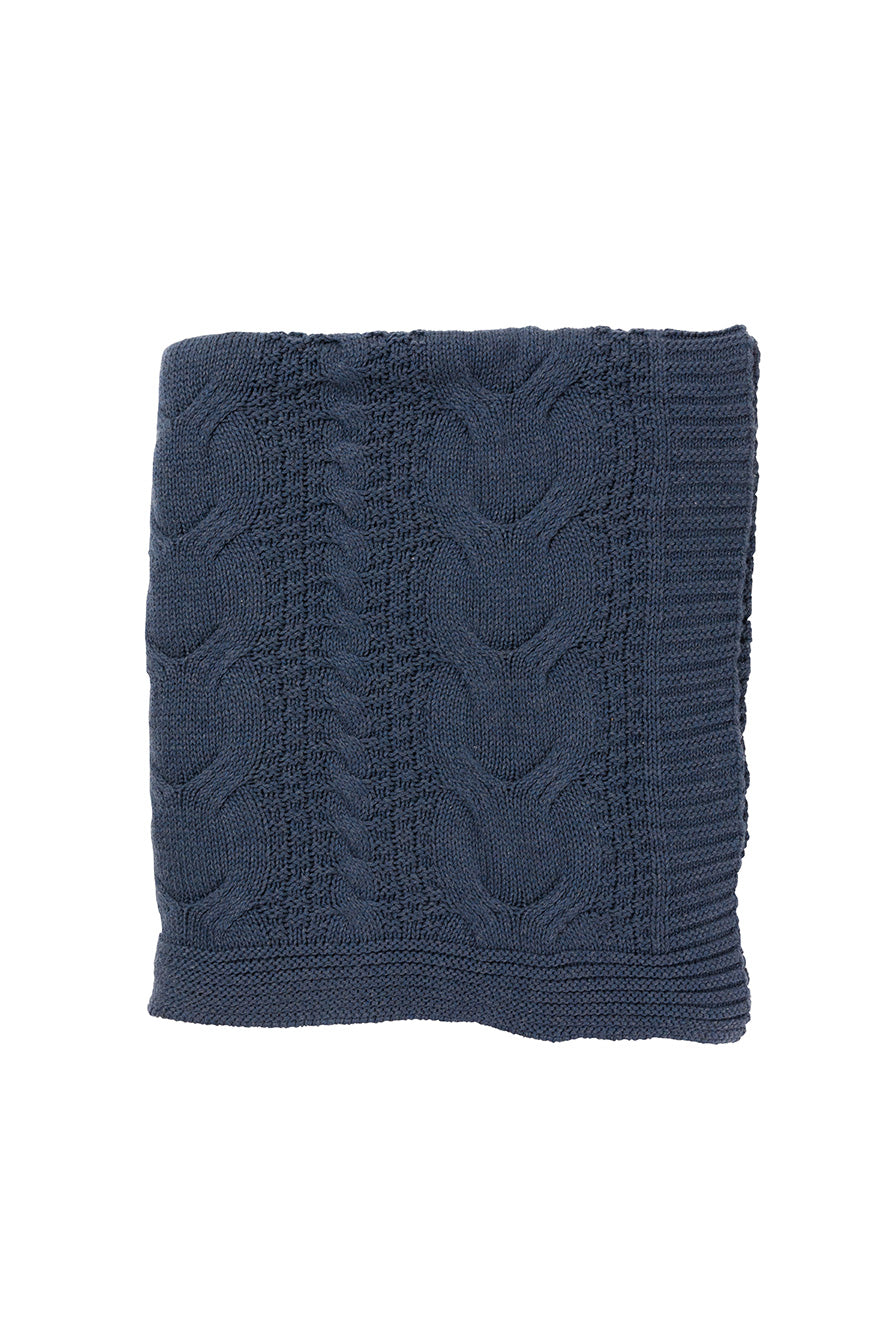 Cable Knit Throw Denim Blue