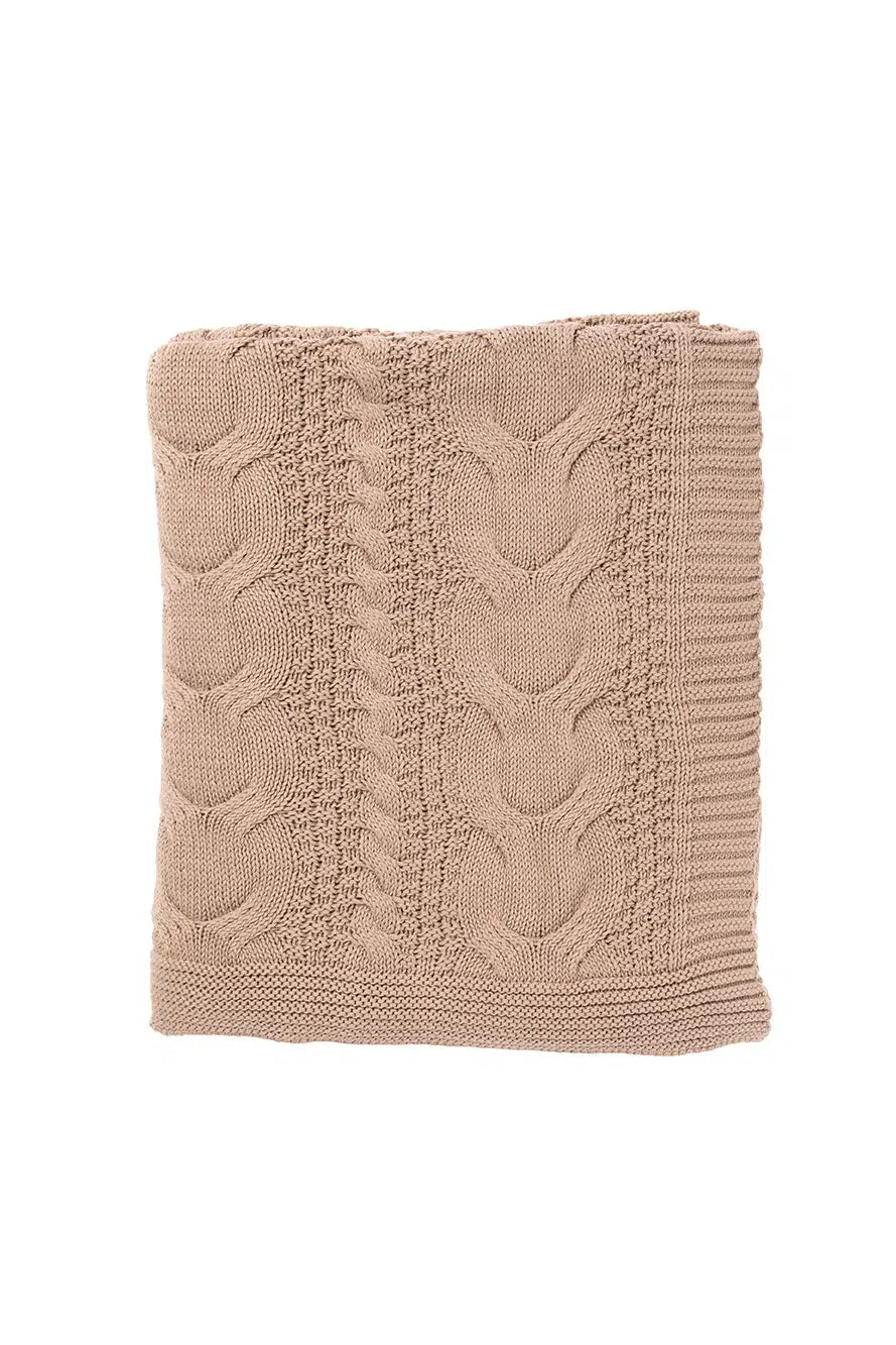 Cable Knit Throw Mushroom