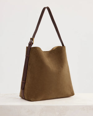 Suede Cabas Tote - Chestnut